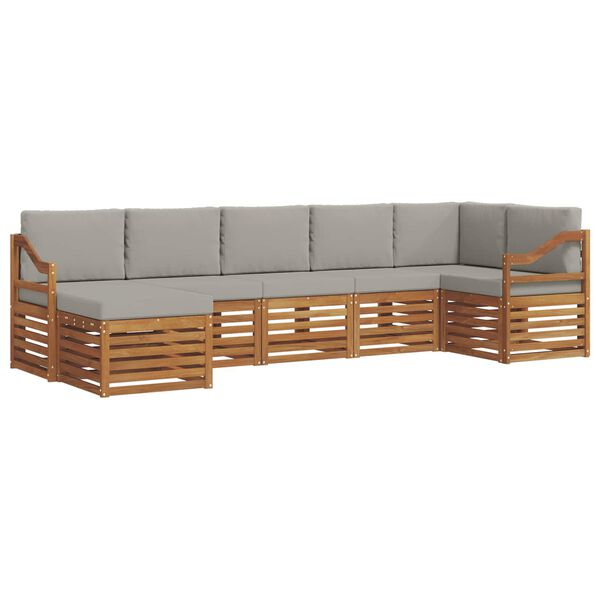 vidaXL Zestawy sof 7 pcs Naturalny i Jasny Szary Lite Drewno Akacji