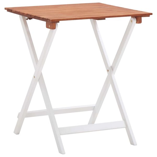 vidaXL 3-cz. zestaw bistro, lite drewno akacjowe, ciemny brąz i biały