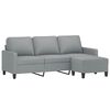 vidaXL 3-osobowa sofa z podnóżkiem, jasnoszara, 180 cm, tkaniną