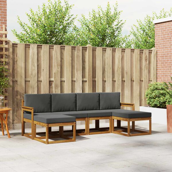 vidaXL Zestaw sof na zewnątrz z poduszką 6 pcs Naturalny i Antracytowy