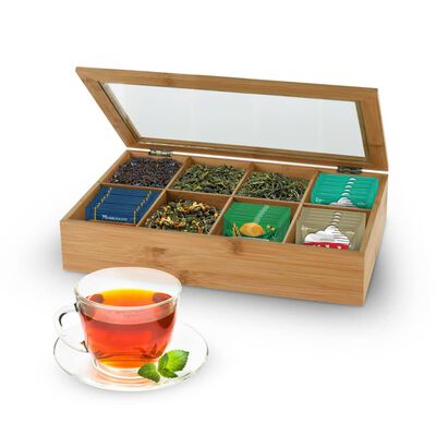 Excellent Houseware Pudełko na herbatę, z 8 przegródkami, bambus