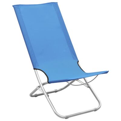 vidaXL Składane krzesła plażowe, 2 szt., niebieskie, obite tkaniną