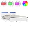 vidaXL Ramka ł&oacute;żka z paskami LED Biały 180 x 200 cm Ekosk&oacute;ra