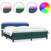 vidaXL Ł&oacute;żko kontynentalne z materacem i LED Ciemnozielone 180x220 cm