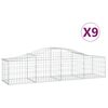 vidaXL Kosze gabionowe, 9 szt, 200x50x40/60 cm, galwanizowane żelazo