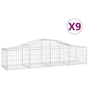 vidaXL Kosze gabionowe, 9 szt, 200x50x40/60 cm, galwanizowane żelazo