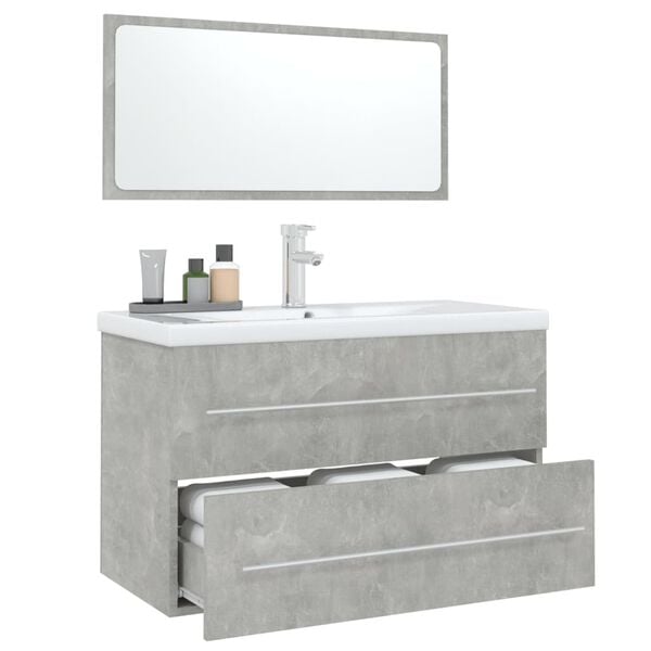 vidaXL 3-częściowy zestaw mebli łazienkowych, szarość betonu
