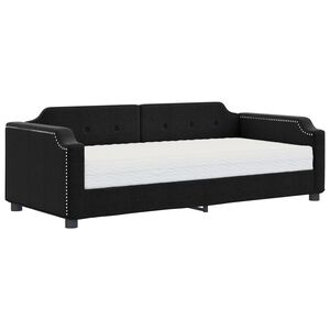 vidaXL Sofa z materacem do spania, czarna, 100x200 cm, tkanina