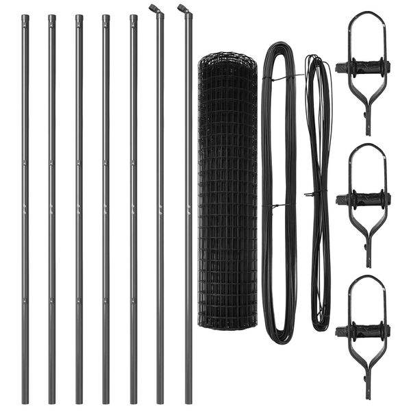 vidaXL Ogrodzenie z słupkiem Szary 1,4 x 10 m Stal i PVC