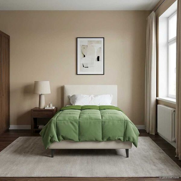 vidaXL Kołdra na cały rok Kwiłtowany Zielony 135 x 200 cm Mikrofibra