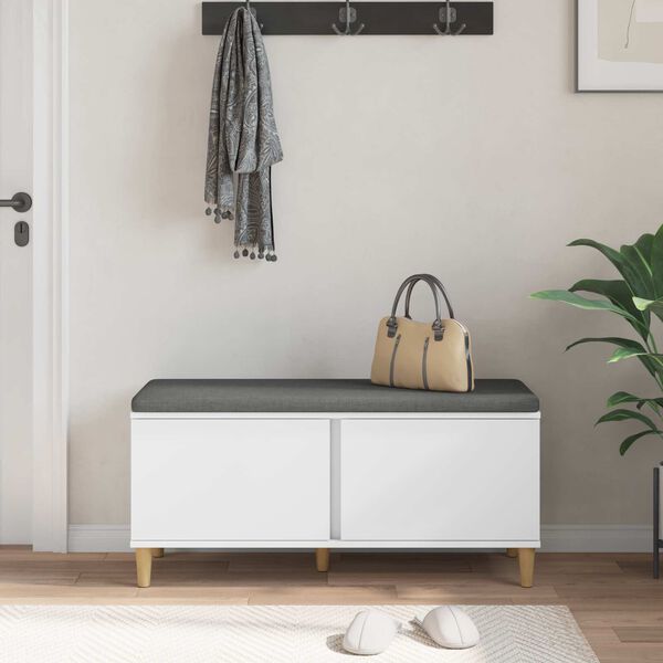 vidaXL Ławka w przedpokoju z poduszką z drzwiami Biały 60 x 38 x 46 cm
