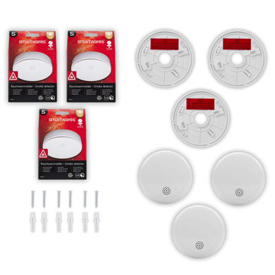 Smartwares Czujniki dymu z alarmem, 3 szt., 10,6x10,6x3,6 cm, białe