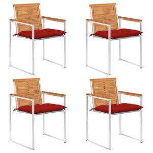 vidaXL Krzesła ogrodowe z poduszkami, 4 szt., lite drewno akacjowe