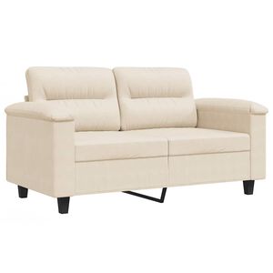vidaXL Sofa 2-osobowa, beżowy, 120 cm, obity mikrofibrą