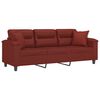 vidaXL 3-osobowa sofa z poduszkami, bordowa, 180 cm, sztuczna sk&oacute;ra