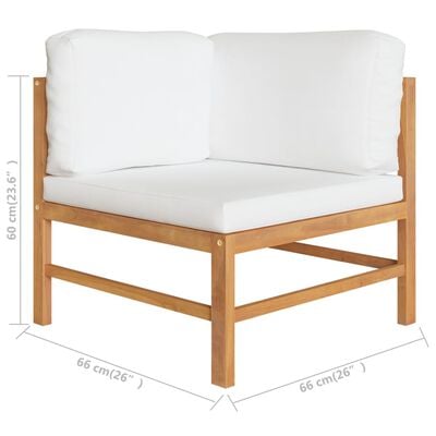 vidaXL 4-os. sofa ogrodowa z kremowymi poduszkami, lite drewno tekowe
