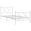 vidaXL Metalowa rama łóżka z wezgłowiem i zanóżkiem, biała, 90x200 cm