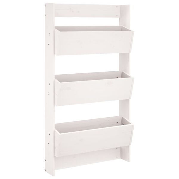 vidaXL Donica ścienna, 3-poziomowa, 60x18,5x110 cm, biała, sosnowa