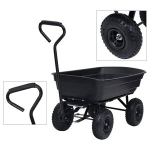 vidaXL Ogrodowy w&oacute;zek ręczny z wywrotką, 300 kg, 75 L, czarny