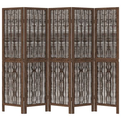 vidaXL Parawan pokojowy, 5-panelowy, ciemny brąz, lite drewno paulowni