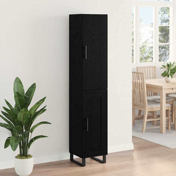 vidaXL Highboard Czarny Dąb 34,5 x 34 x 180 cm Materiał drewnopochodny