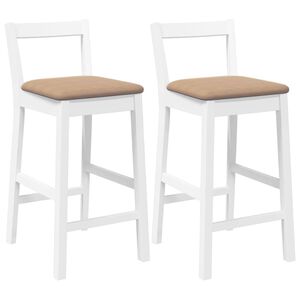 vidaXL Hokery barowe z poduszkami 2 szt. Białe lite drewno gumowe