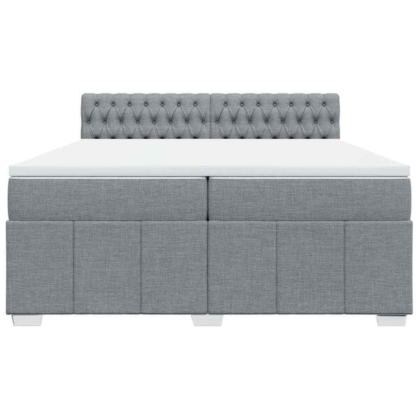 vidaXL Ł&oacute;żko kontynentalne z materacem, jasnoszare, tkanina 200x200 cm