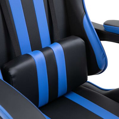 vidaXL Fotel dla gracza z podnóżkiem, niebieski, sztuczna skóra