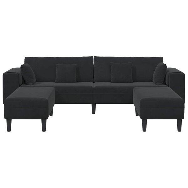 vidaXL Sofa 3 pcs Czarny 250 x 188 x 76 cm Aksamit