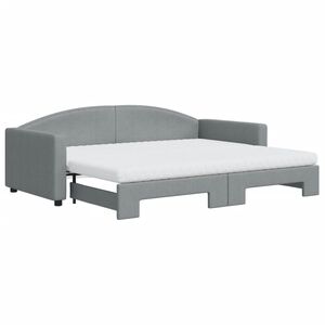 vidaXL Sofa rozsuwana z materacami, jasnoszara, 90x200 cm, tkanina