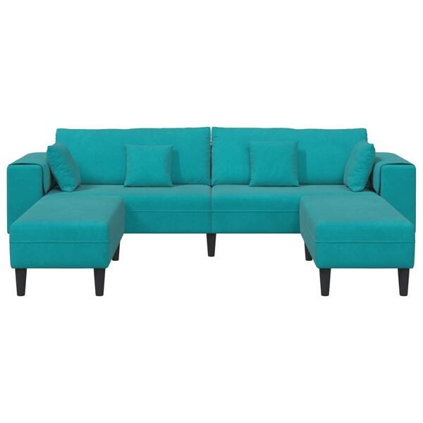 vidaXL Sofa z poduszką 3 pcs Turkusowy Aksamit