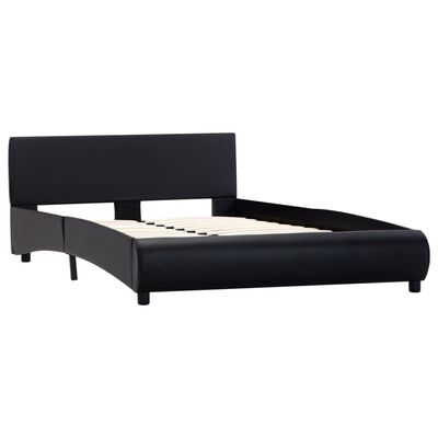vidaXL Rama łóżka z LED, czarna, sztuczna skóra, 120 x 200 cm