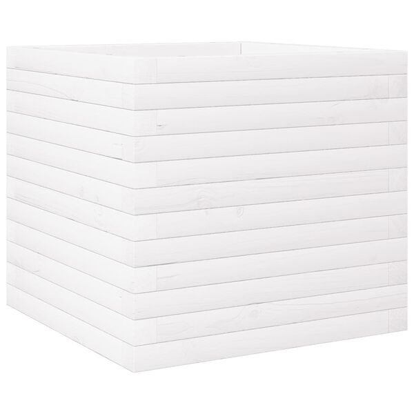 vidaXL Donica ogrodowa, biała, 50x50x46 cm, lite drewno sosnowe