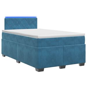 vidaXL Ł&oacute;żko Box Spring z materacem i LED niebieski 120 x 200 cm Welur
