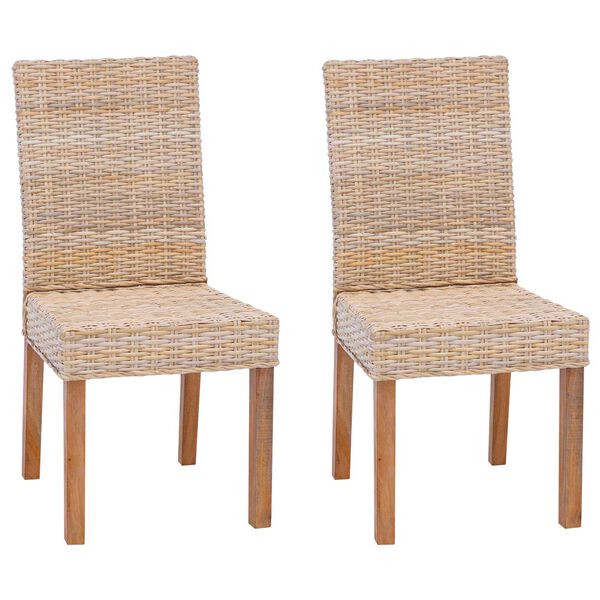 vidaXL Krzesło jadalniane 2 pcs Naturalny 45 x 54 x 93 cm