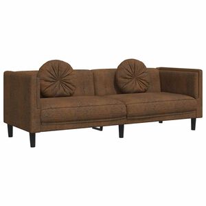 vidaXL Sofa 3-os., brązowa, sztuczna sk&oacute;ra zamszowa