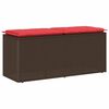 vidaXL Ławka ogrodowa z poduszką Brązowa 110x40x44 cm Polirattan