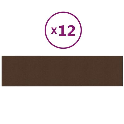 vidaXL Panele ścienne, 12 szt., brązowe, 60x15 cm, tkanina, 1,08 m²