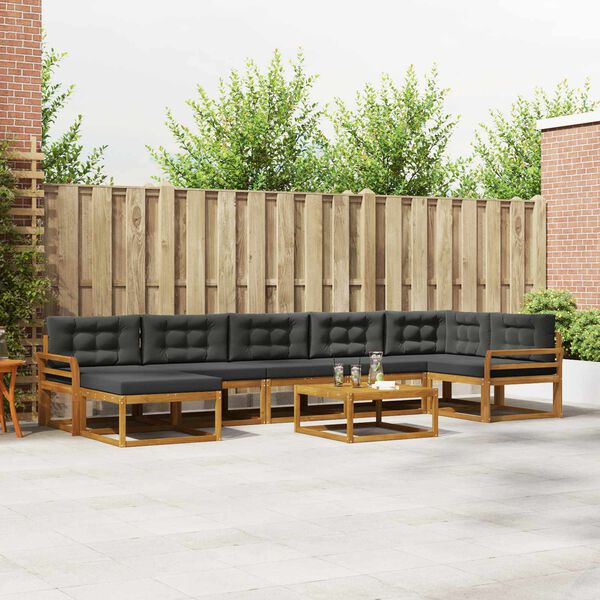 vidaXL Zestaw sof na zewnątrz z poduszką 8 pcs Naturalny i Antracytowy