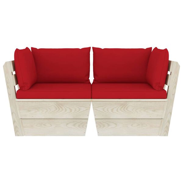 vidaXL Ogrodowa sofa 2-osobowa z palet, z poduszkami, drewno świerkowe