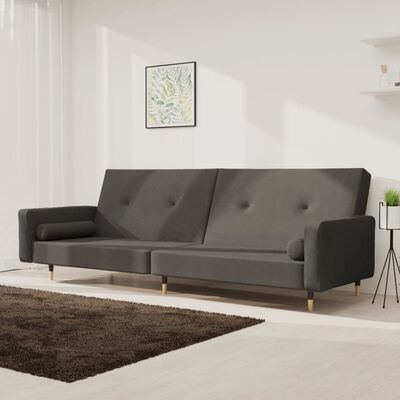 vidaXL 2-osobowa kanapa z 2 poduszkami, ciemnoszara, aksamitna