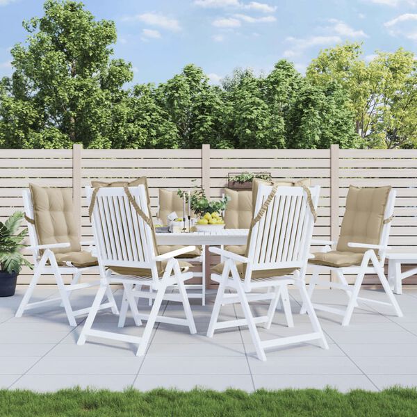 vidaXL Poduszki na krzesła z wysokim oparciem, 6 szt., beżowe, Oxford