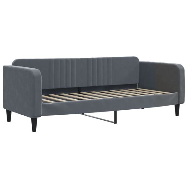 vidaXL Sofa rozsuwana z materacami, ciemnoszara, 80x200 cm, aksamit