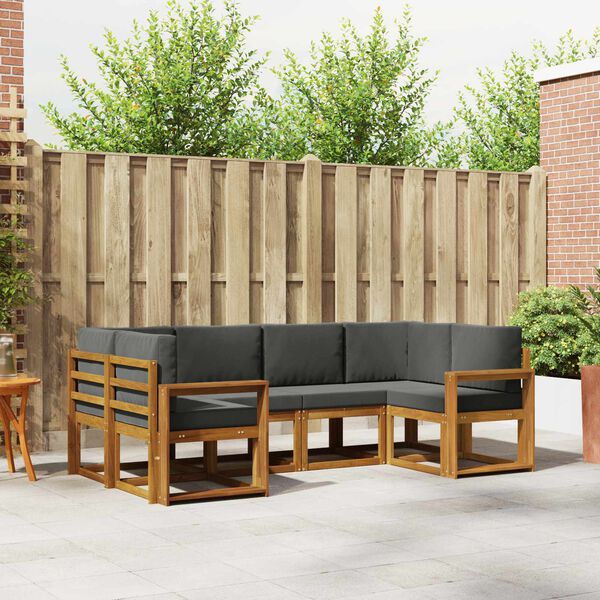 vidaXL Zestaw sof na zewnątrz z poduszką 6 pcs Naturalny i Antracytowy