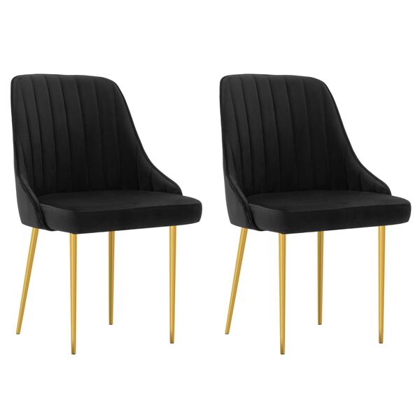 vidaXL Krzesła stołowe, 2 szt., czarne, obite aksamitem
