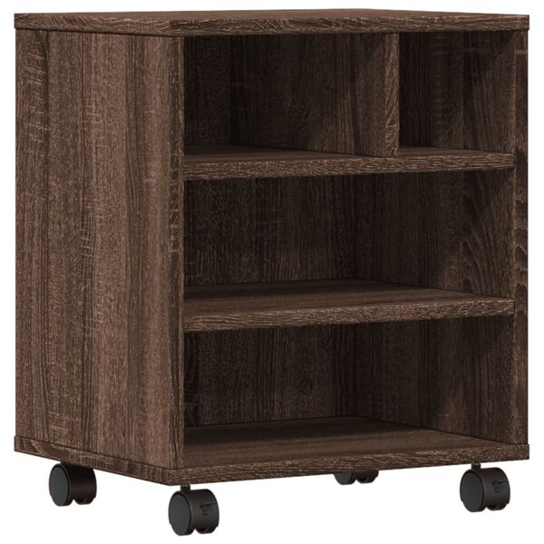 vidaXL Stojak pod drukarkę, z kółkami, brązowy dąb, 41x32x48 cm