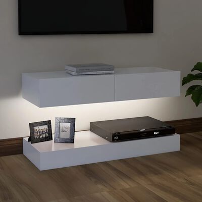 vidaXL Szafka pod TV z oświetleniem LED, biała, 90x35 cm