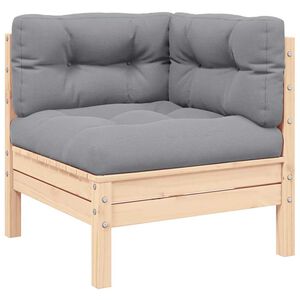 vidaXL Ogrodowe siedzisko narożne z szarymi poduszkami, lita sosna