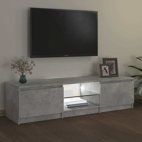 vidaXL Szafka pod TV z LED, szarość betonu, 140x40x36 cm