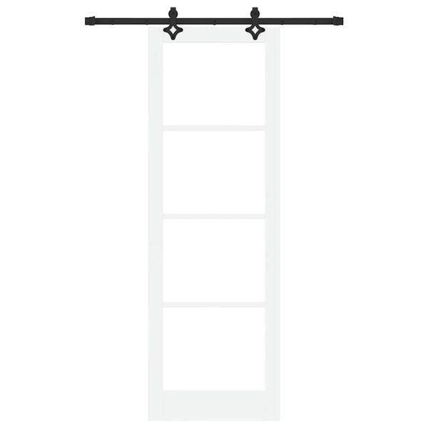 vidaXL Drzwi przesuwne Biały 78 x 232 cm Lite drewno sosnowe i szkło